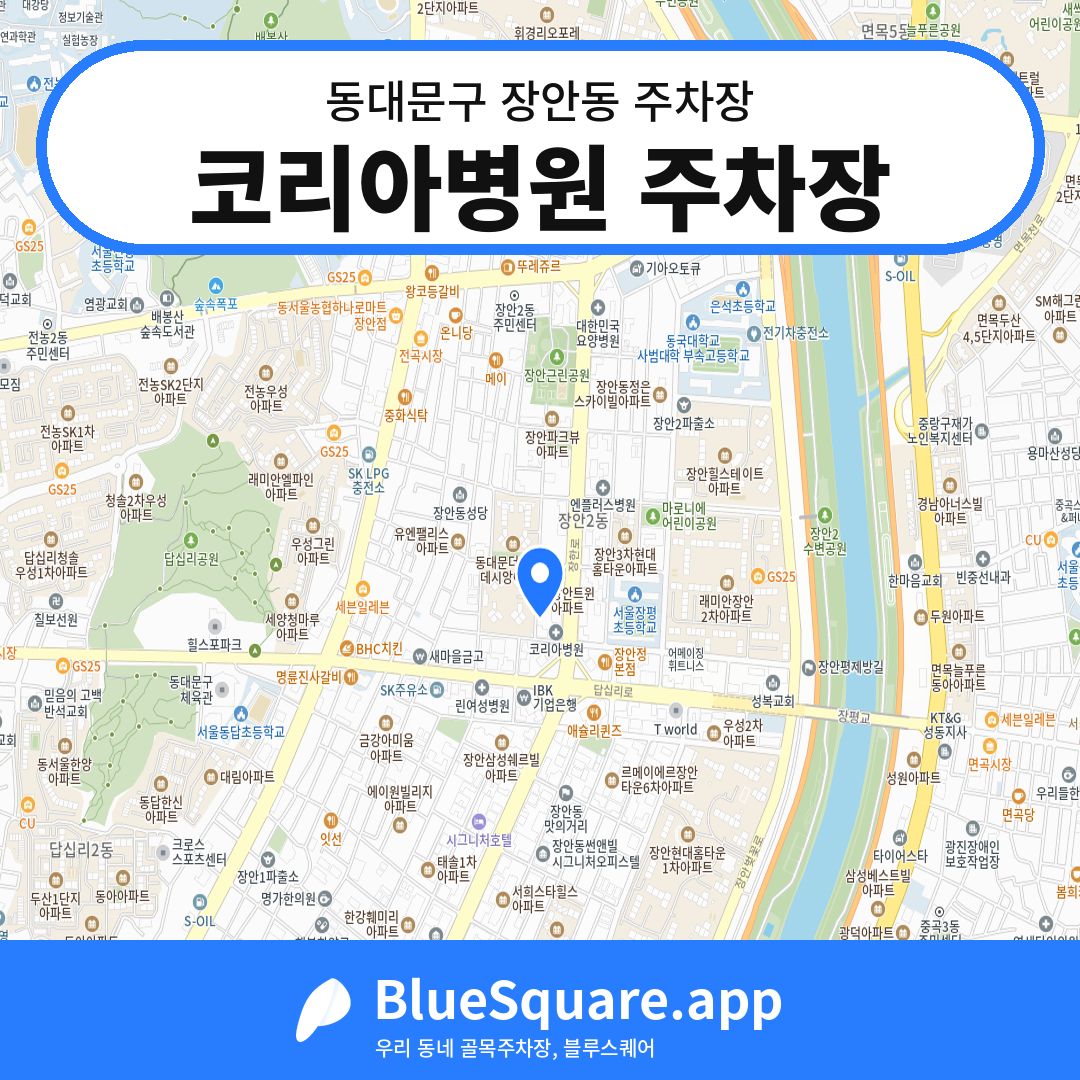 코리아병원 주차장 위치 지도 — 서울 동대문구 장안동 | 블루스퀘어 주차