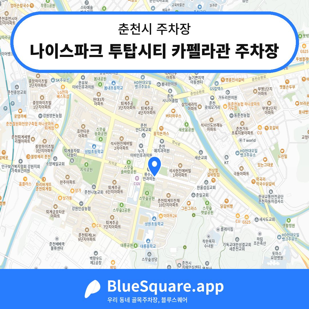 나이스파크 투탑시티 카펠라관 주차장 위치 지도 — 강원 춘천시 | 블루스퀘어 주차