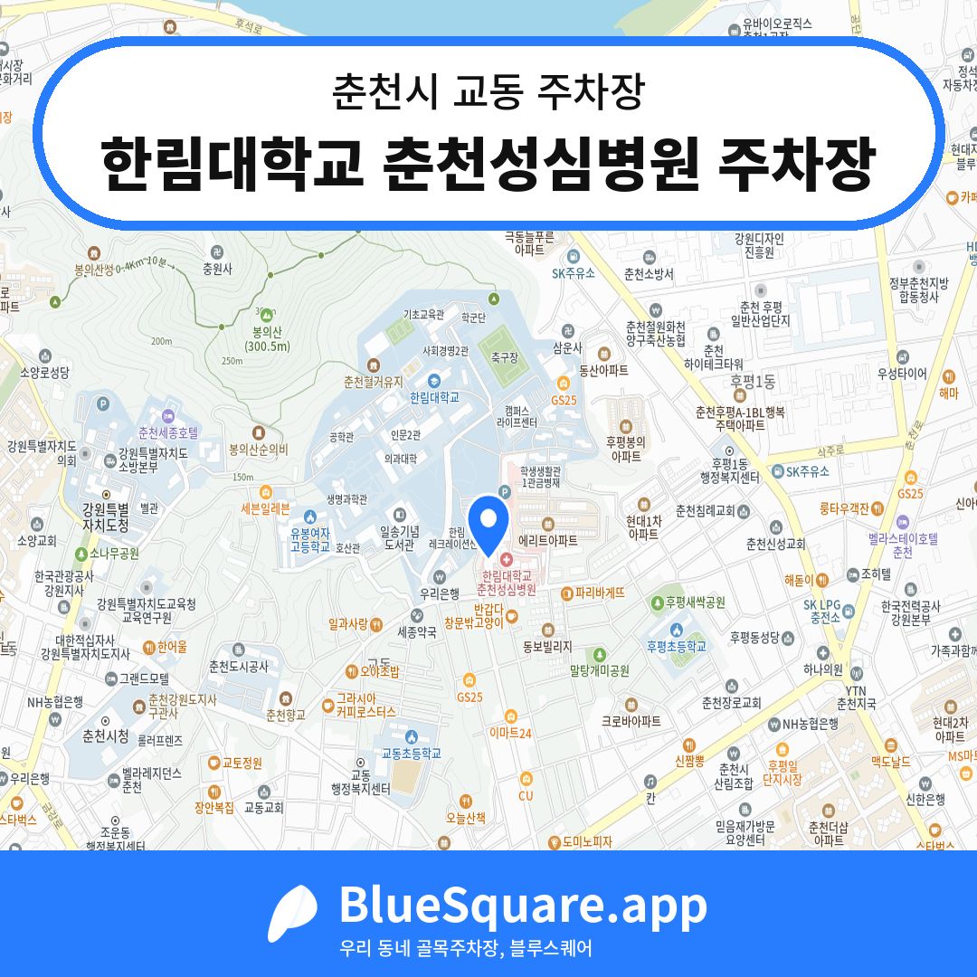 한림대학교 춘천성심병원 주차장 위치 지도 — 강원 춘천시 교동 | 블루스퀘어 주차