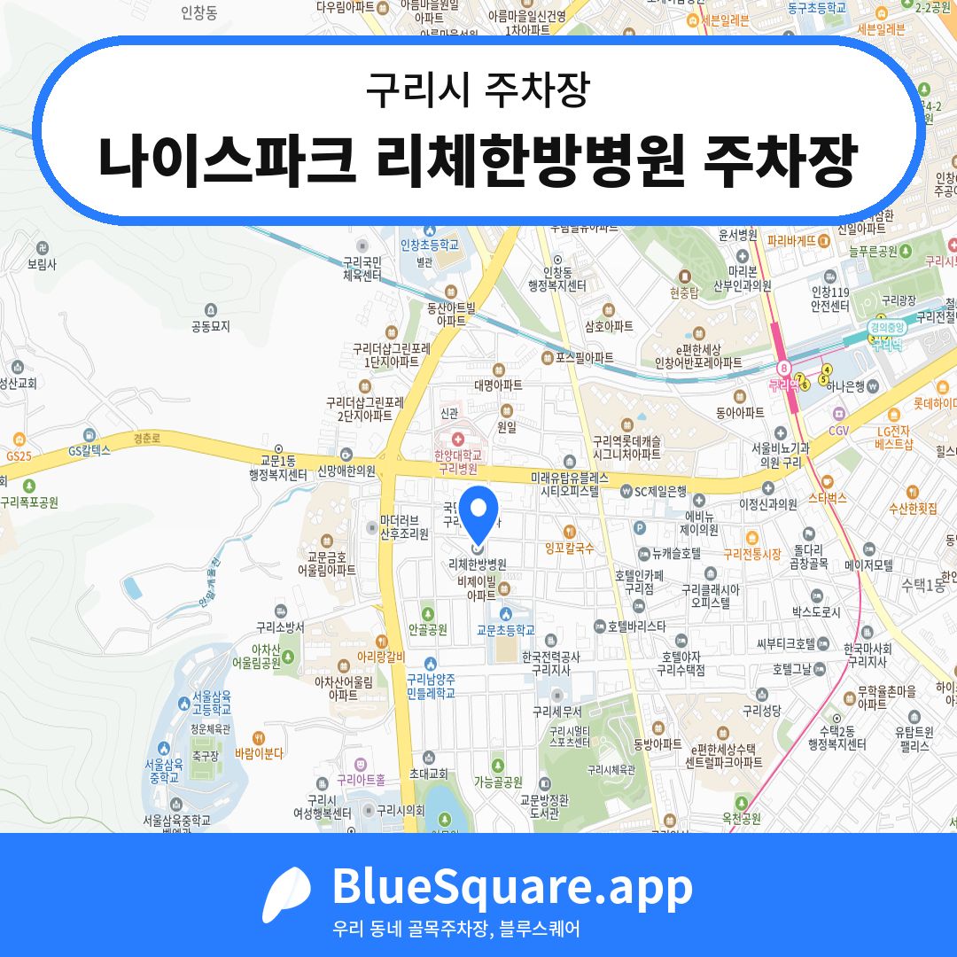 나이스파크 리체한방병원 주차장 위치 지도 — 경기 구리시 | 블루스퀘어 주차