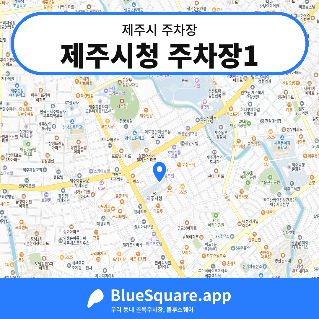 제주시청 주차장1 위치 지도 — 제주 제주시 | 블루스퀘어 주차