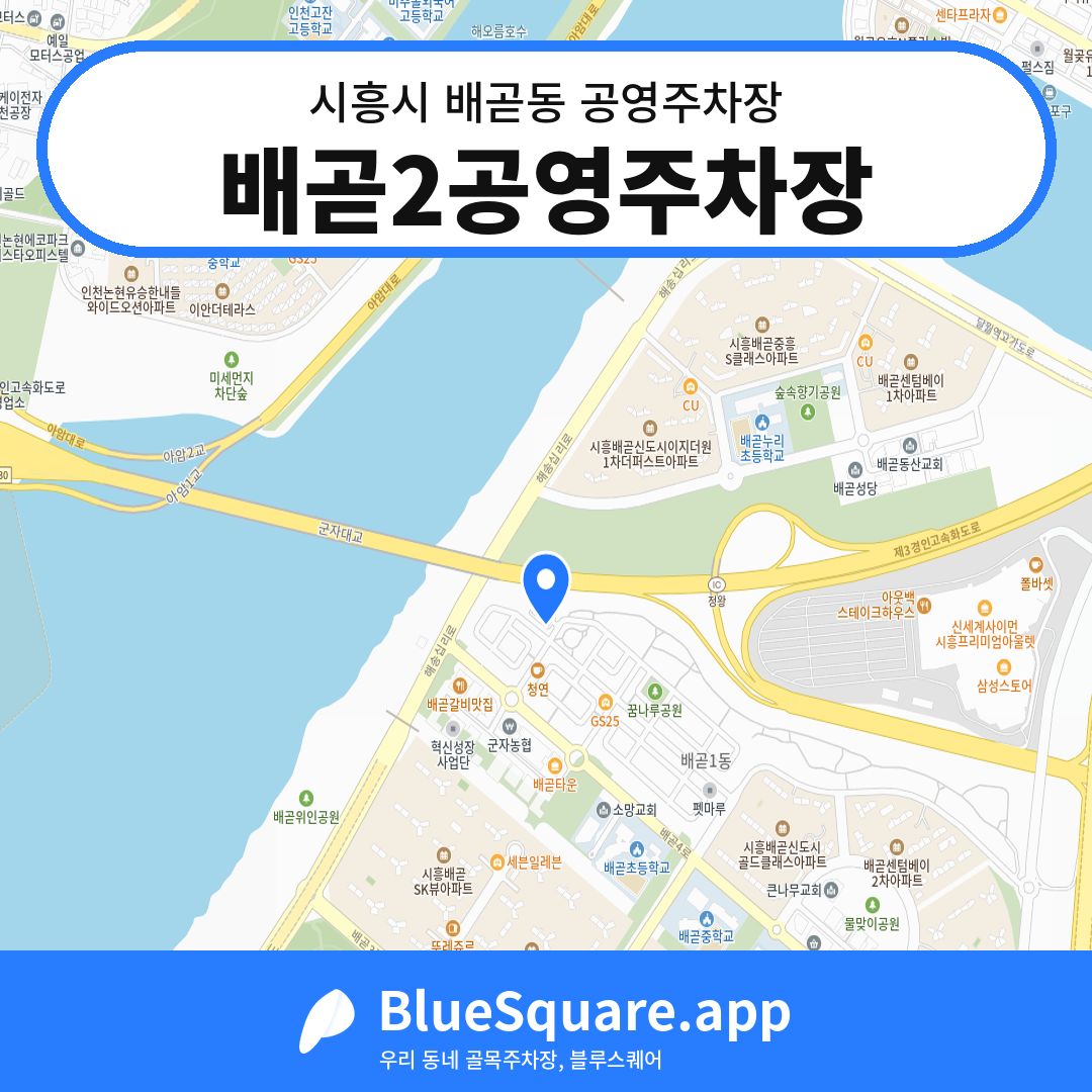 배곧2공영주차장 위치 지도 — 경기 시흥시 배곧동 | 블루스퀘어 주차