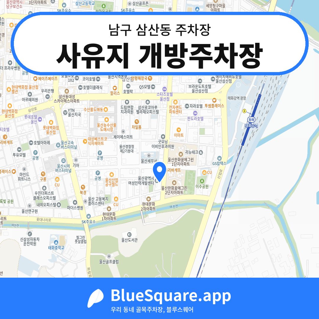 사유지 개방주차장 위치 지도 — 울산 남구 삼산동 | 블루스퀘어 주차