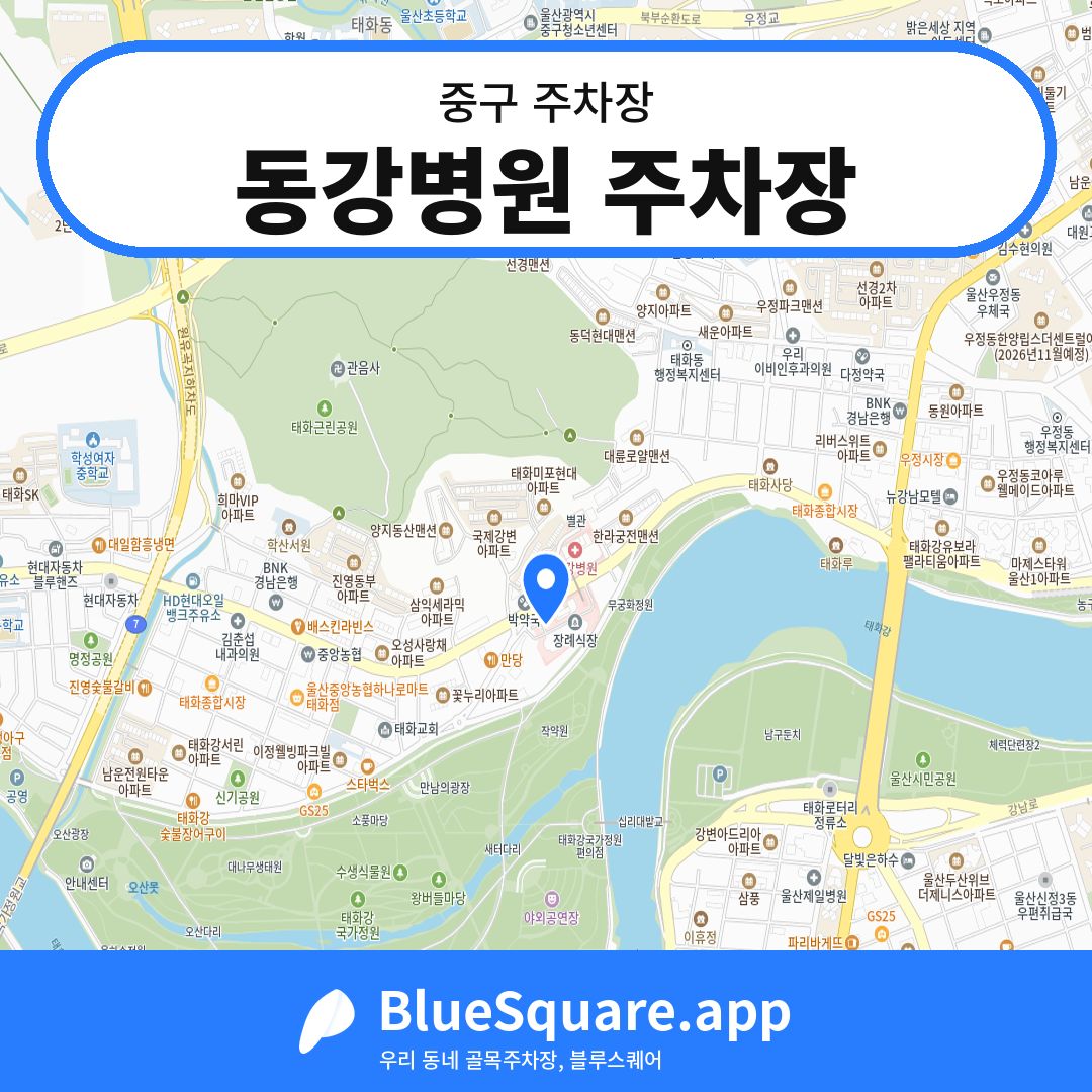 동강병원 주차장 위치 지도 — 울산 중구 | 블루스퀘어 주차