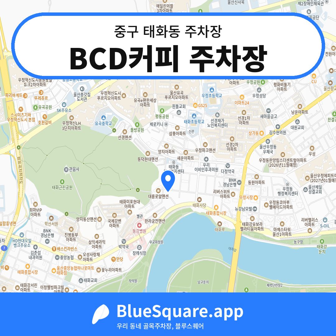 BCD커피 주차장 위치 지도 — 울산 중구 태화동 | 블루스퀘어 주차