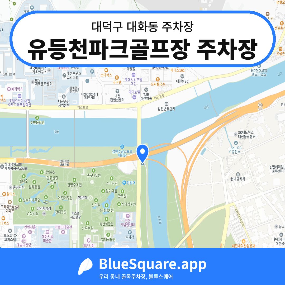 유등천파크골프장 주차장 위치 지도 — 대전 대덕구 대화동 | 블루스퀘어 주차
