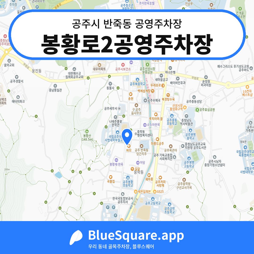 봉황로2공영주차장 위치 지도 — 충남 공주시 반죽동 | 블루스퀘어 주차