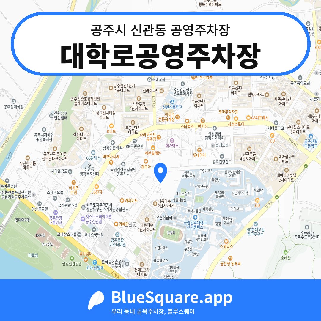 대학로공영주차장 위치 지도 — 충남 공주시 신관동 | 블루스퀘어 주차