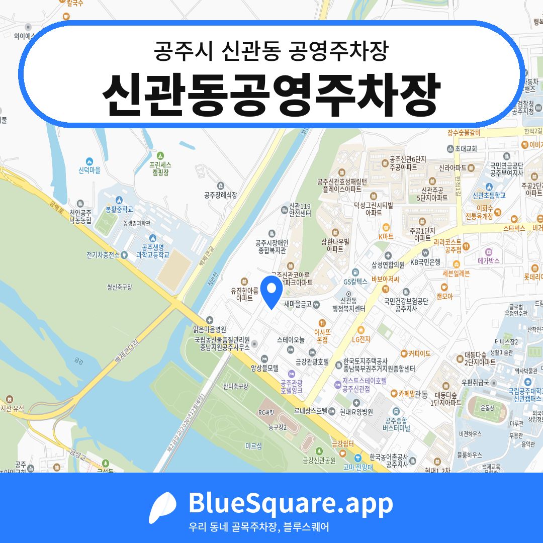 신관동공영주차장 위치 지도 — 충남 공주시 신관동 | 블루스퀘어 주차