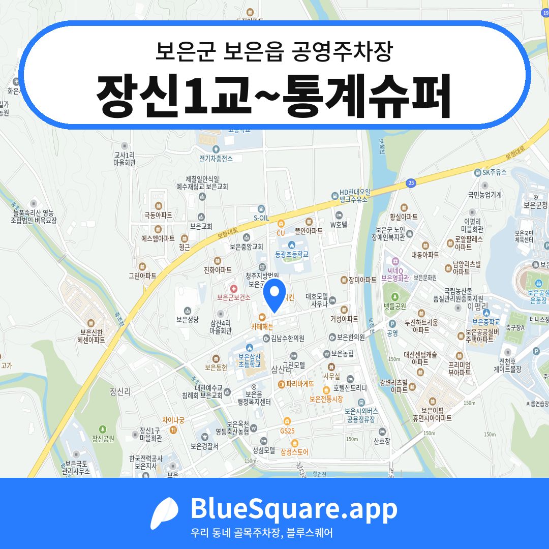 장신1교~통계슈퍼 위치 지도 — 충북 보은군 보은읍 | 블루스퀘어 주차