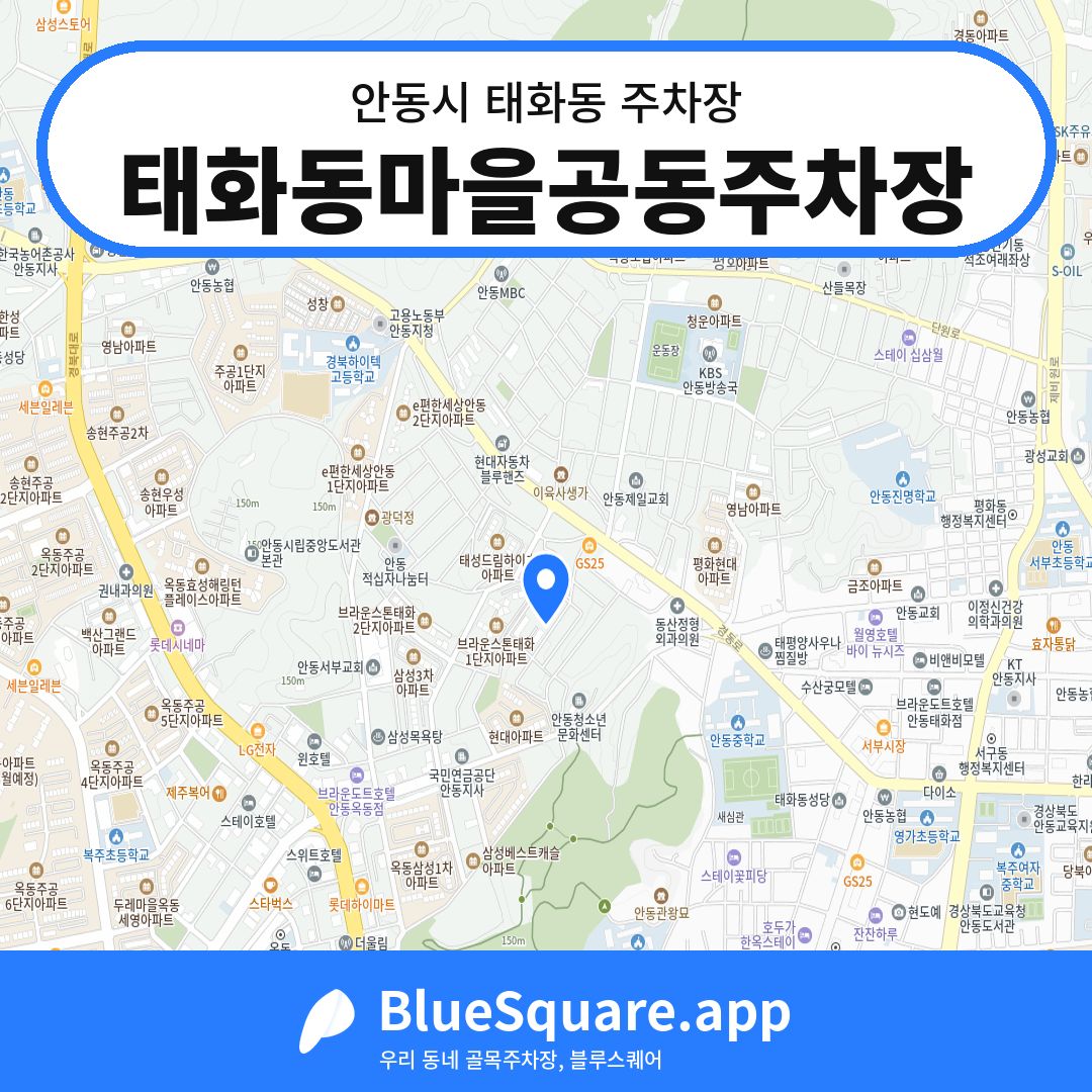 태화동마을공동주차장 위치 지도 — 경북 안동시 태화동 | 블루스퀘어 주차