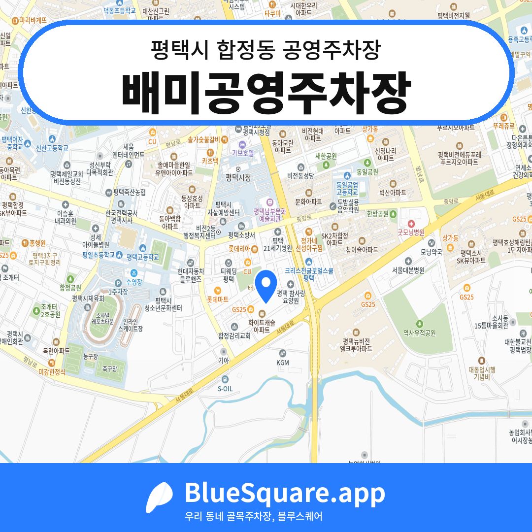 배미공영주차장 위치 지도 — 경기 평택시 합정동 | 블루스퀘어 주차
