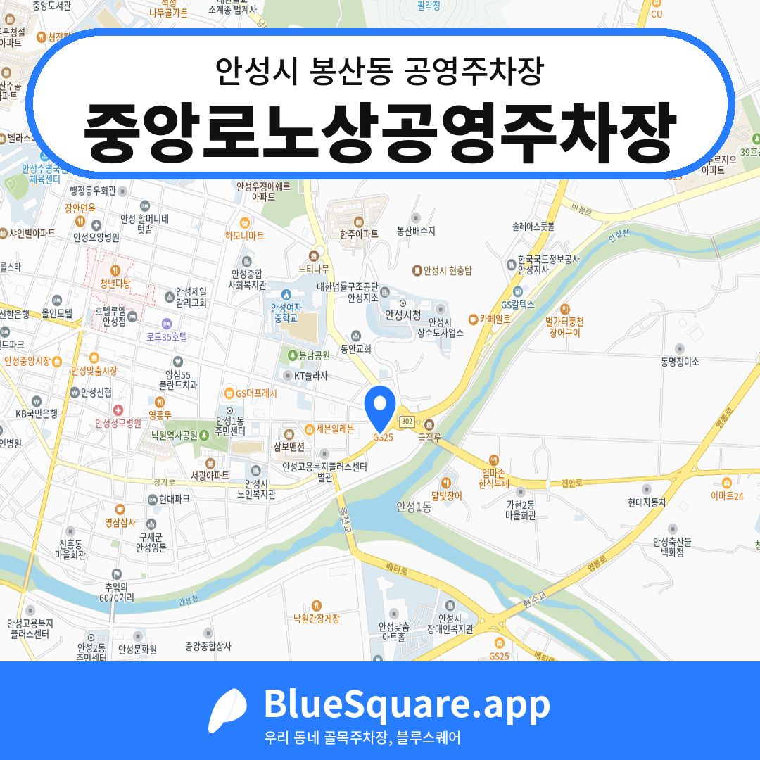 중앙로노상공영주차장 위치 지도 — 경기 안성시 봉산동 | 블루스퀘어 주차