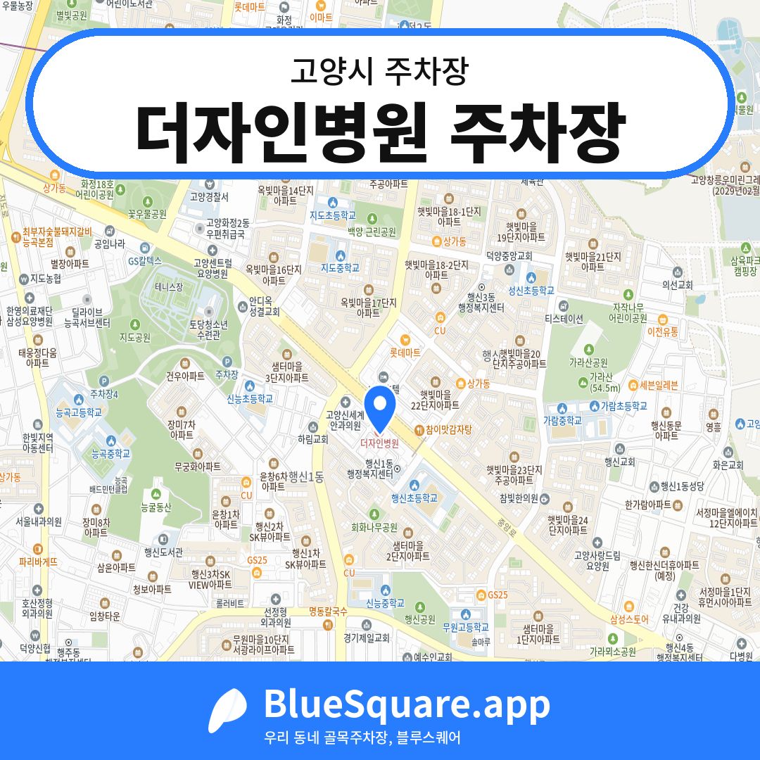 더자인병원 주차장 위치 지도 — 경기 고양시 | 블루스퀘어 주차