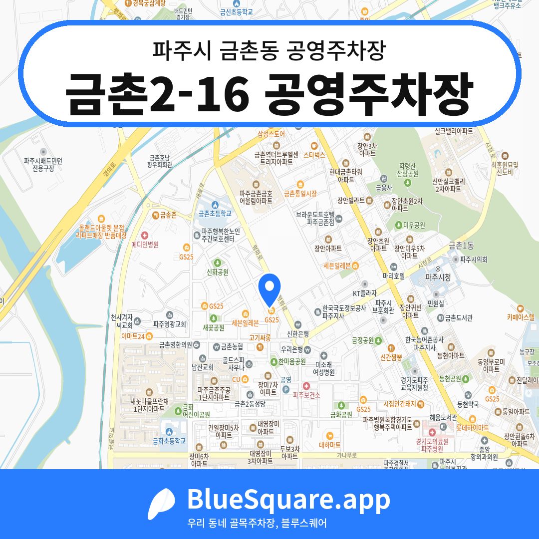 금촌2-16 공영주차장 위치 지도 — 경기 파주시 금촌동 | 블루스퀘어 주차