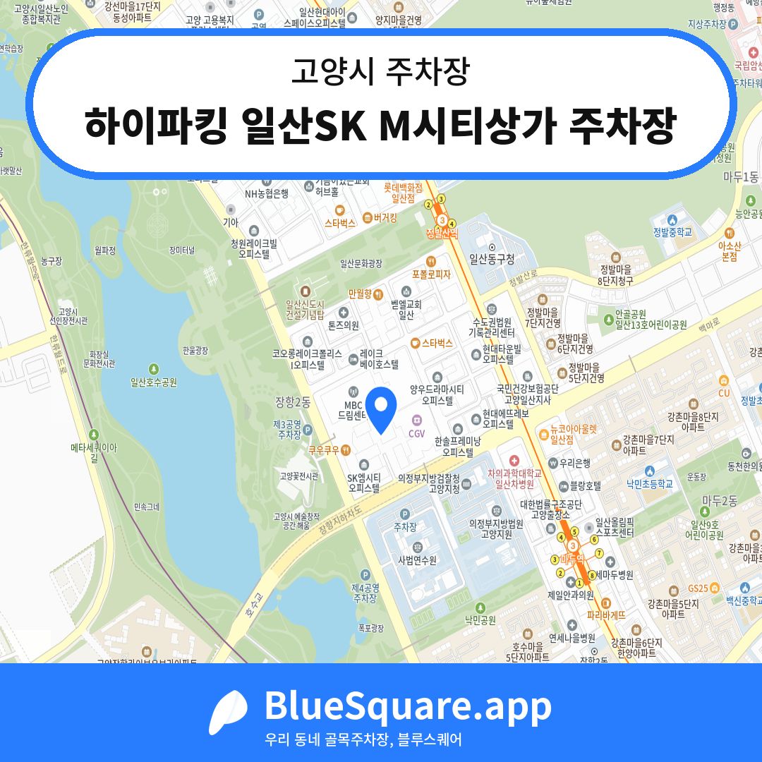 하이파킹 일산SK M시티상가 주차장 위치 지도 — 경기 고양시 | 블루스퀘어 주차