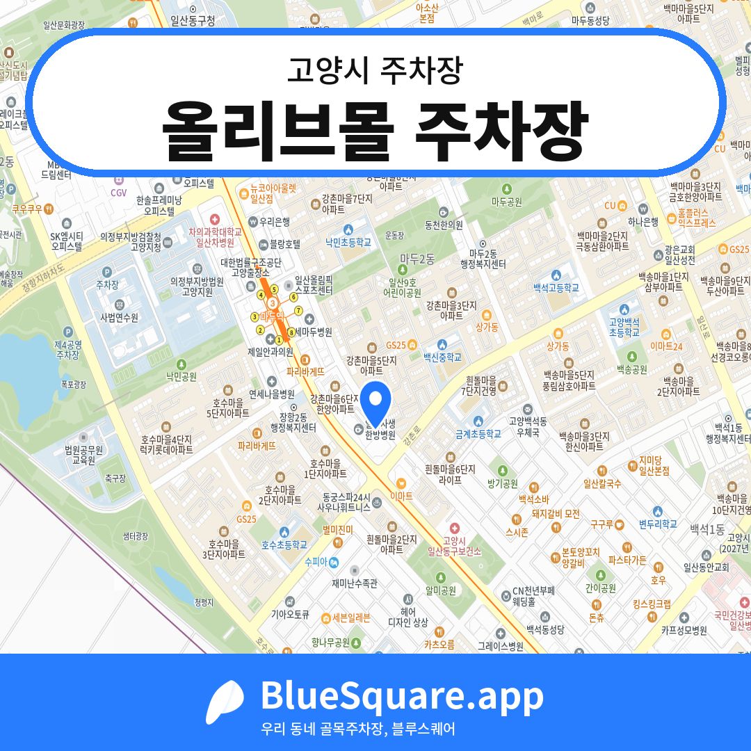 올리브몰 주차장 위치 지도 — 경기 고양시 | 블루스퀘어 주차