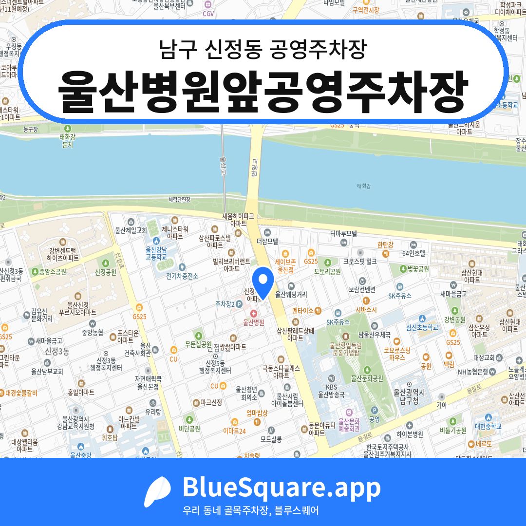울산병원앞공영주차장 위치 지도 — 울산 남구 신정동 | 블루스퀘어 주차