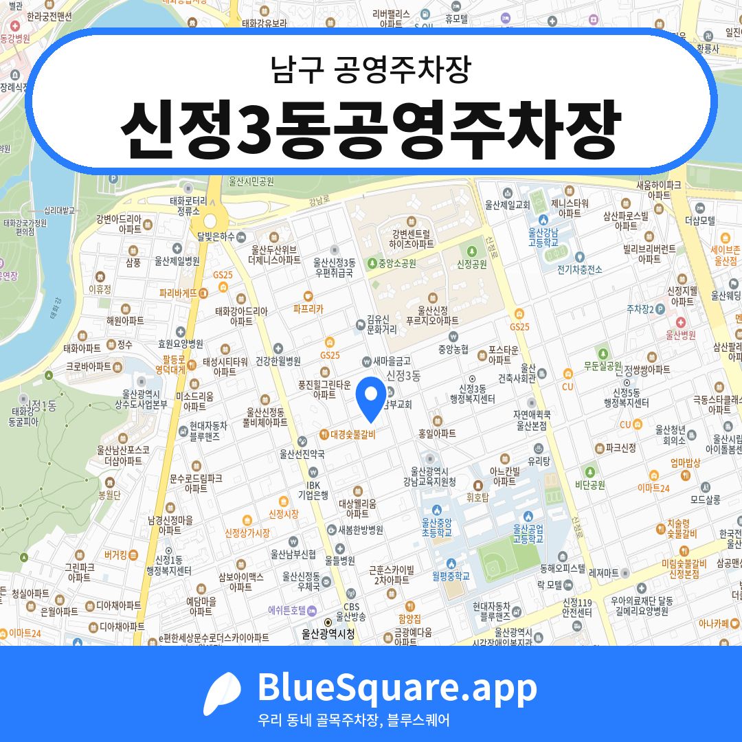 신정3동공영주차장 위치 지도 — 울산 남구 | 블루스퀘어 주차