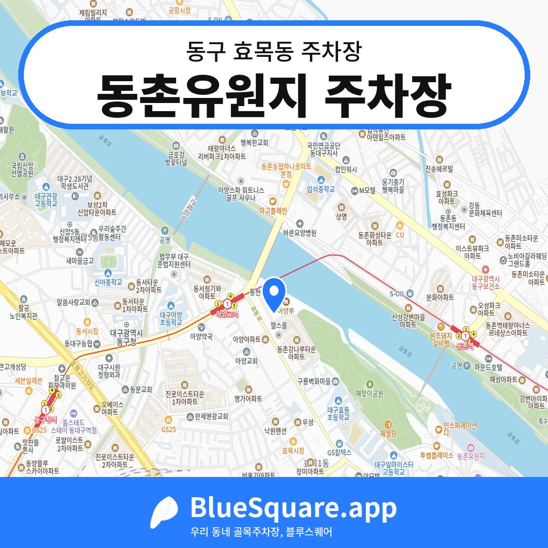 동촌유원지 주차장 위치 지도 — 대구 동구 효목동 | 블루스퀘어 주차