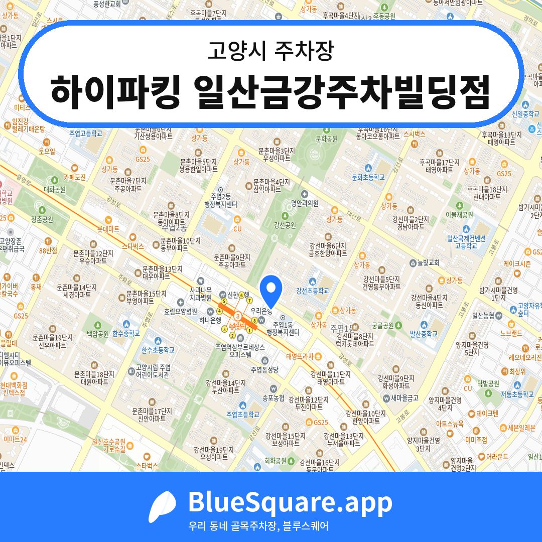 하이파킹 일산금강주차빌딩점 위치 지도 — 경기 고양시 | 블루스퀘어 주차