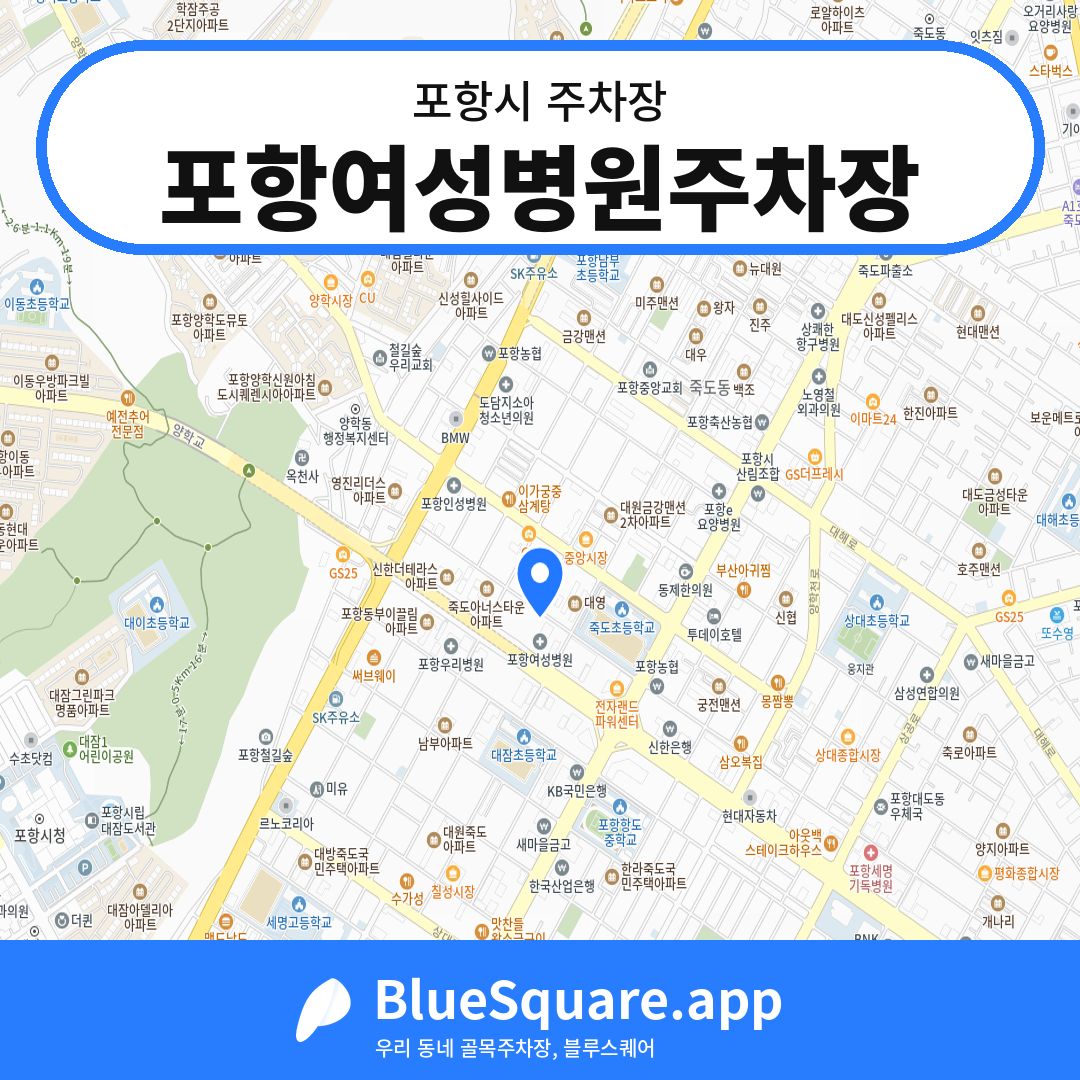 포항여성병원주차장 위치 지도 — 경북 포항시 | 블루스퀘어 주차