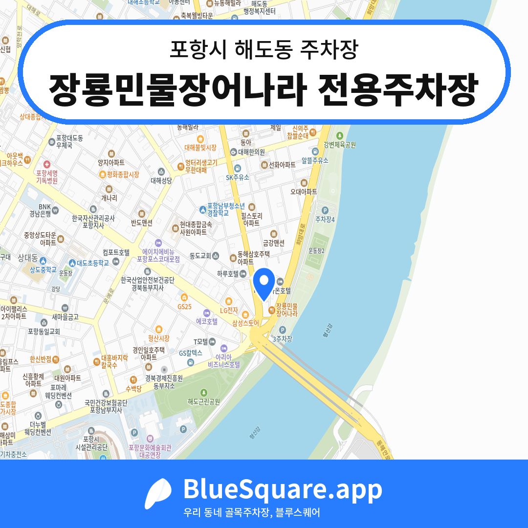 장룡민물장어나라 전용주차장 위치 지도 — 경북 포항시 해도동 | 블루스퀘어 주차