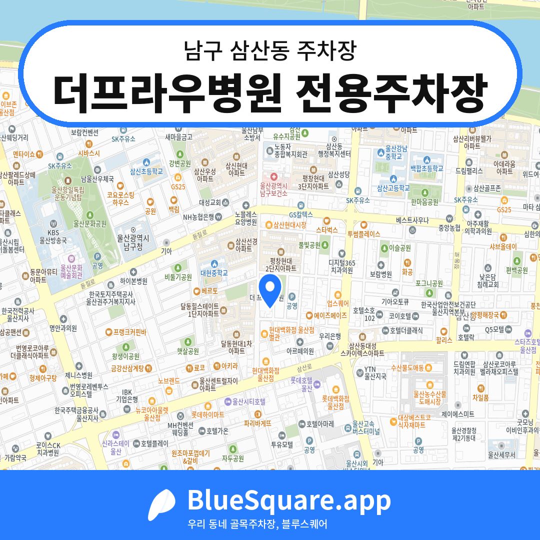 더프라우병원 전용주차장 위치 지도 — 울산 남구 삼산동 | 블루스퀘어 주차