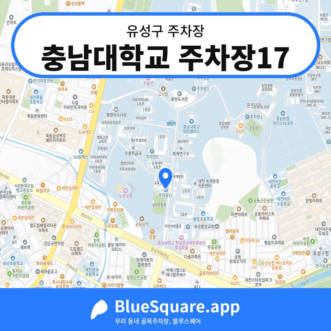 충남대학교 주차장17 위치 지도 — 대전 유성구 | 블루스퀘어 주차