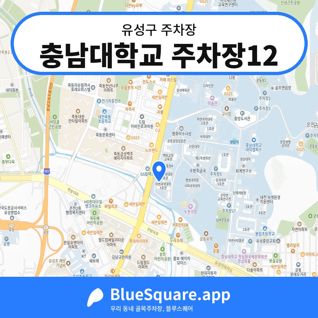 충남대학교 주차장12 위치 지도 — 대전 유성구 | 블루스퀘어 주차