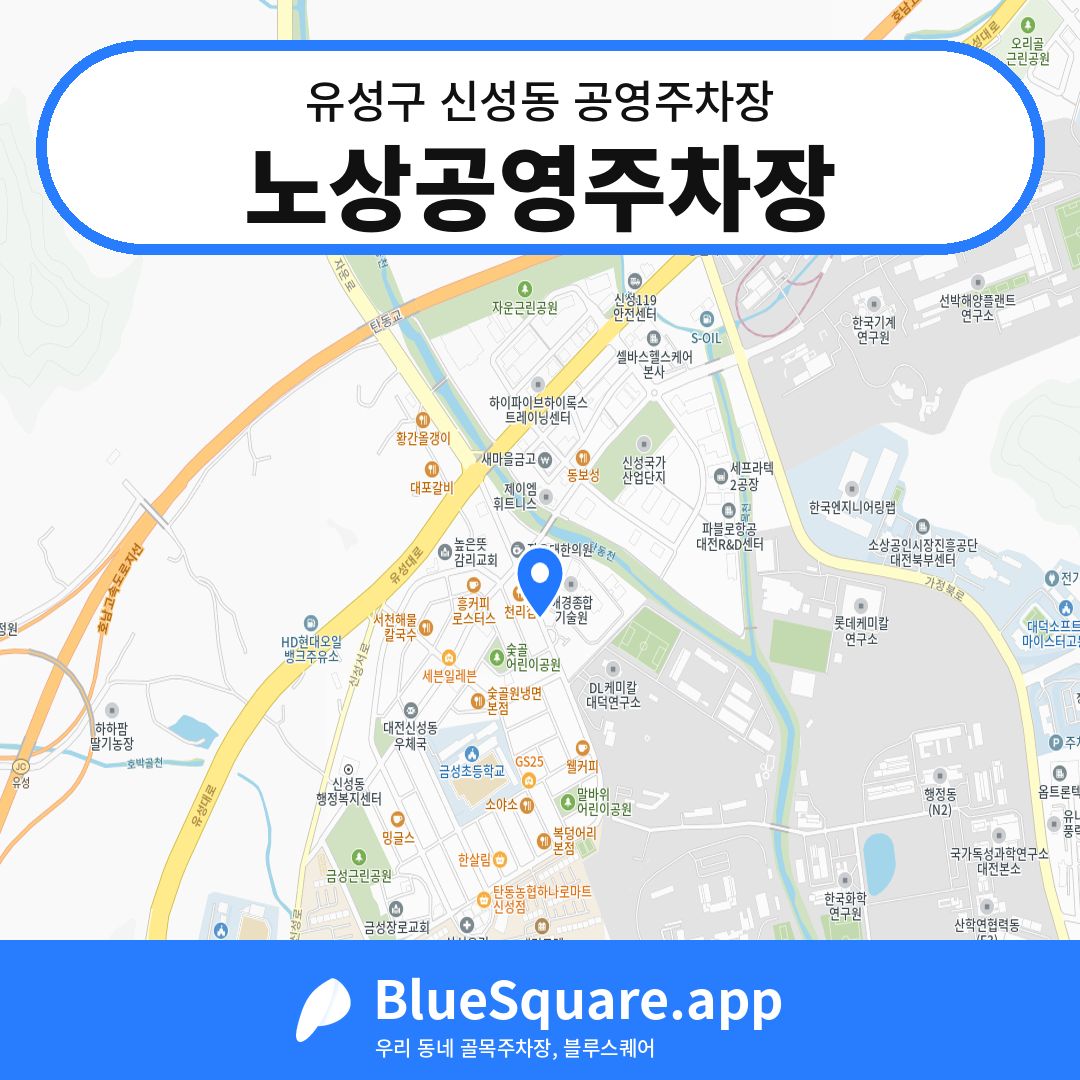 노상공영주차장 위치 지도 — 대전 유성구 신성동 | 블루스퀘어 주차