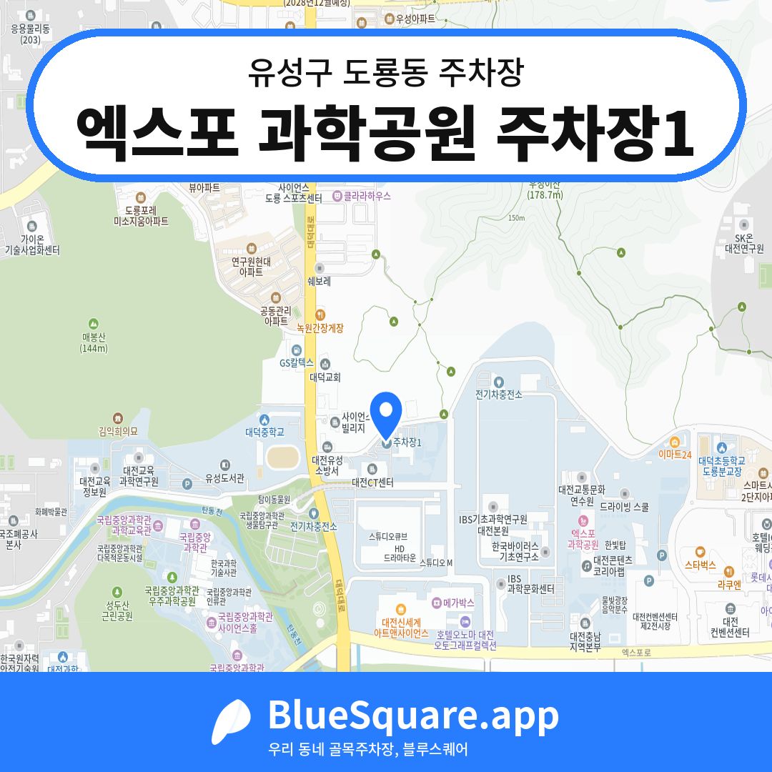엑스포 과학공원 주차장1 위치 지도 — 대전 유성구 도룡동 | 블루스퀘어 주차