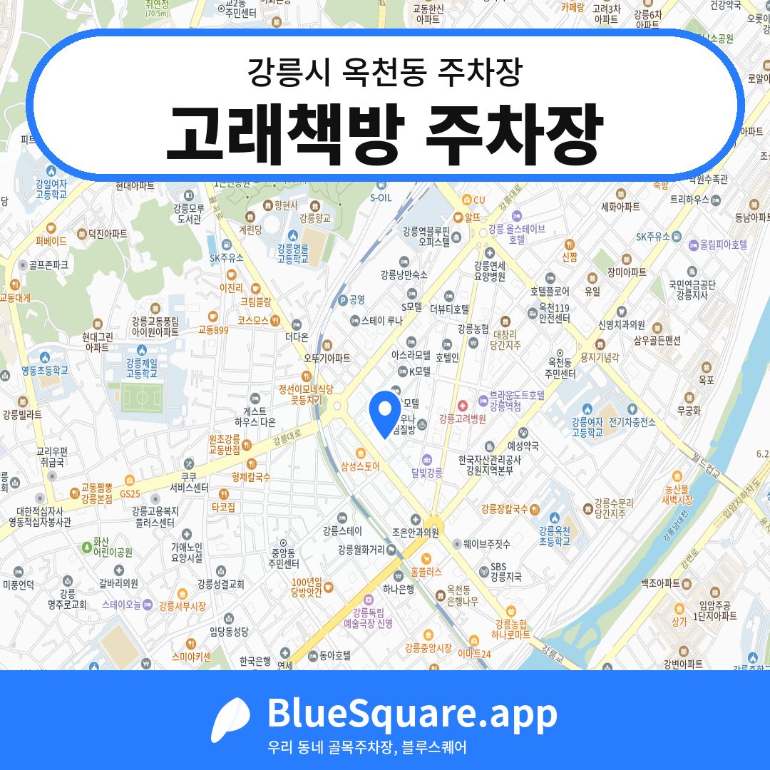 고래책방 주차장 위치 지도 — 강원 강릉시 옥천동 | 블루스퀘어 주차