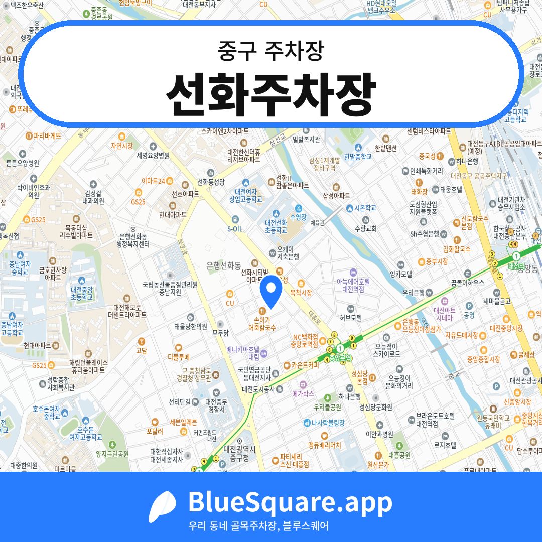 선화주차장 위치 지도 — 대전 중구 | 블루스퀘어 주차