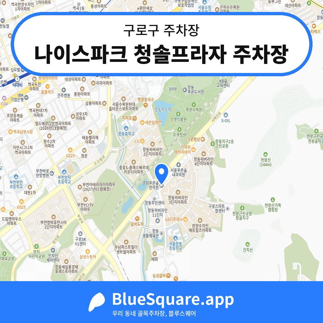 나이스파크 청솔프라자 주차장 위치 지도 — 서울 구로구 | 블루스퀘어 주차
