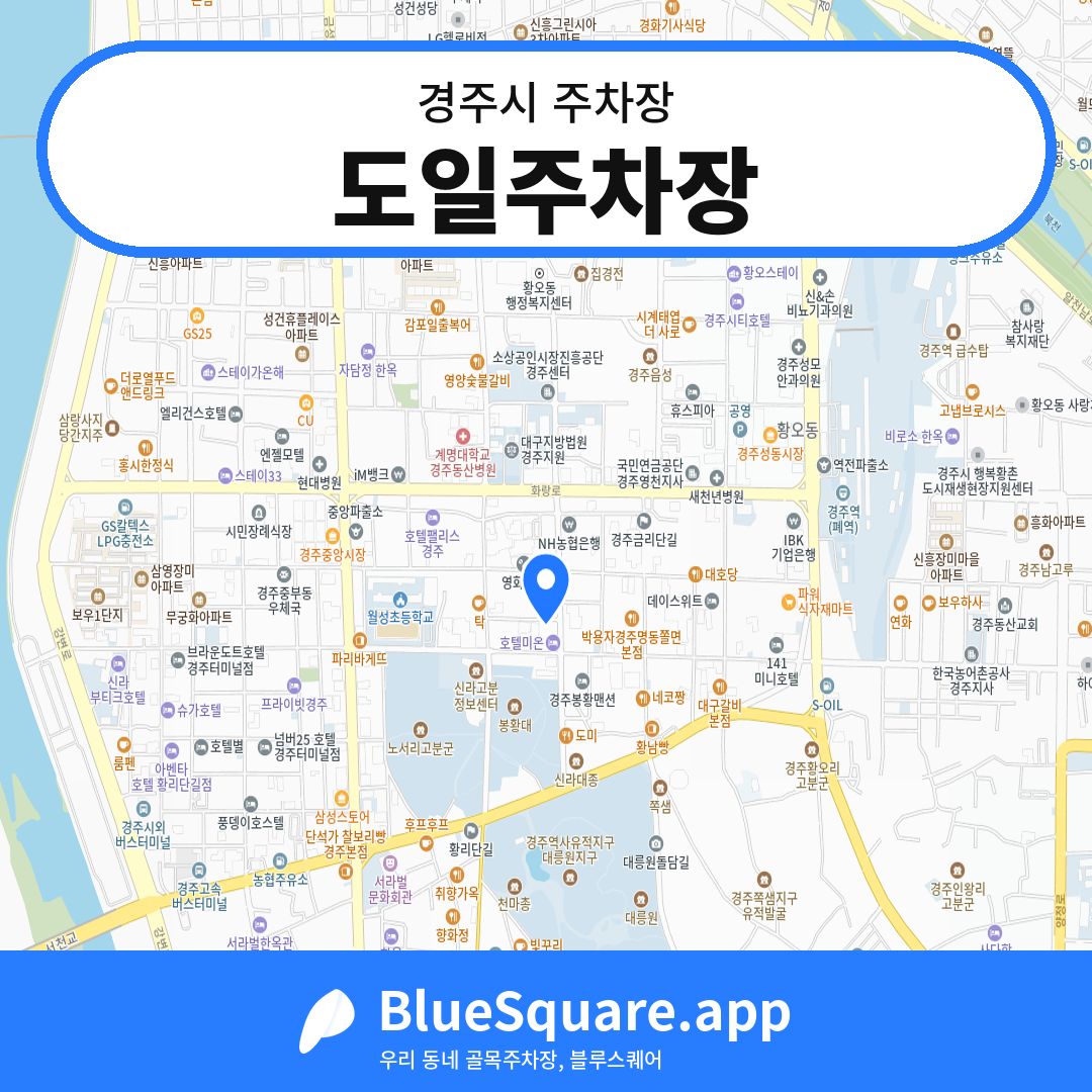 도일주차장 위치 지도 — 경북 경주시 | 블루스퀘어 주차