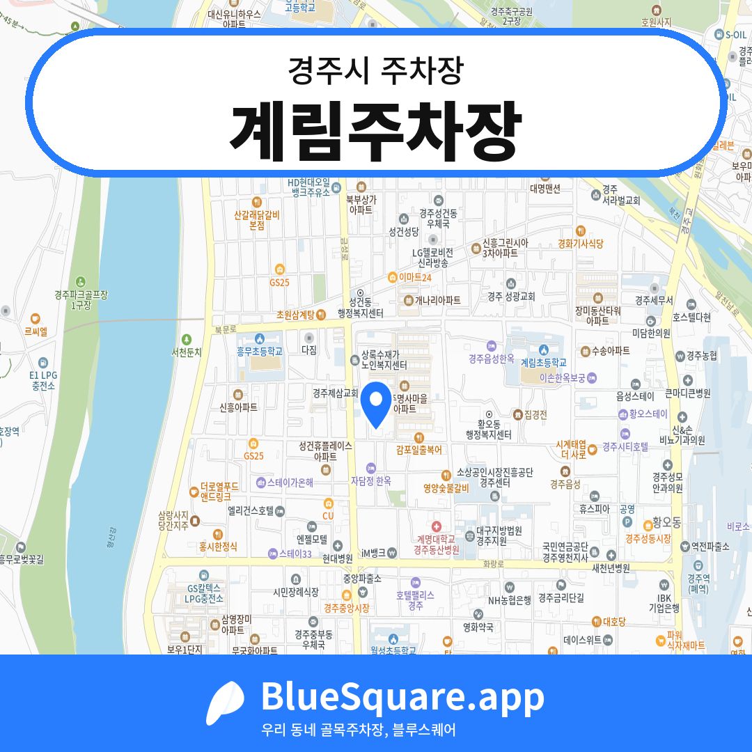 계림주차장 위치 지도 — 경북 경주시 | 블루스퀘어 주차