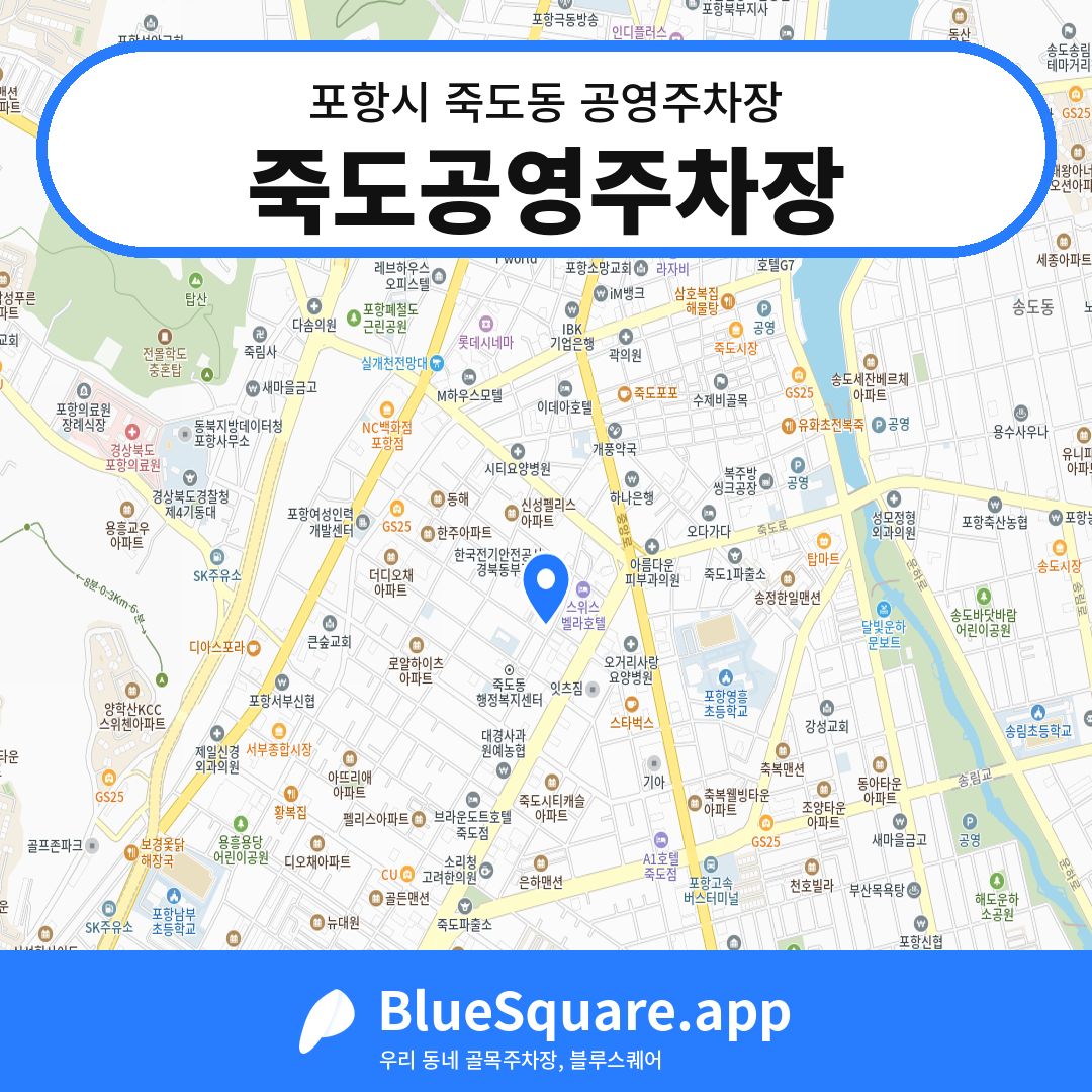 죽도공영주차장 위치 지도 — 경북 포항시 죽도동 | 블루스퀘어 주차