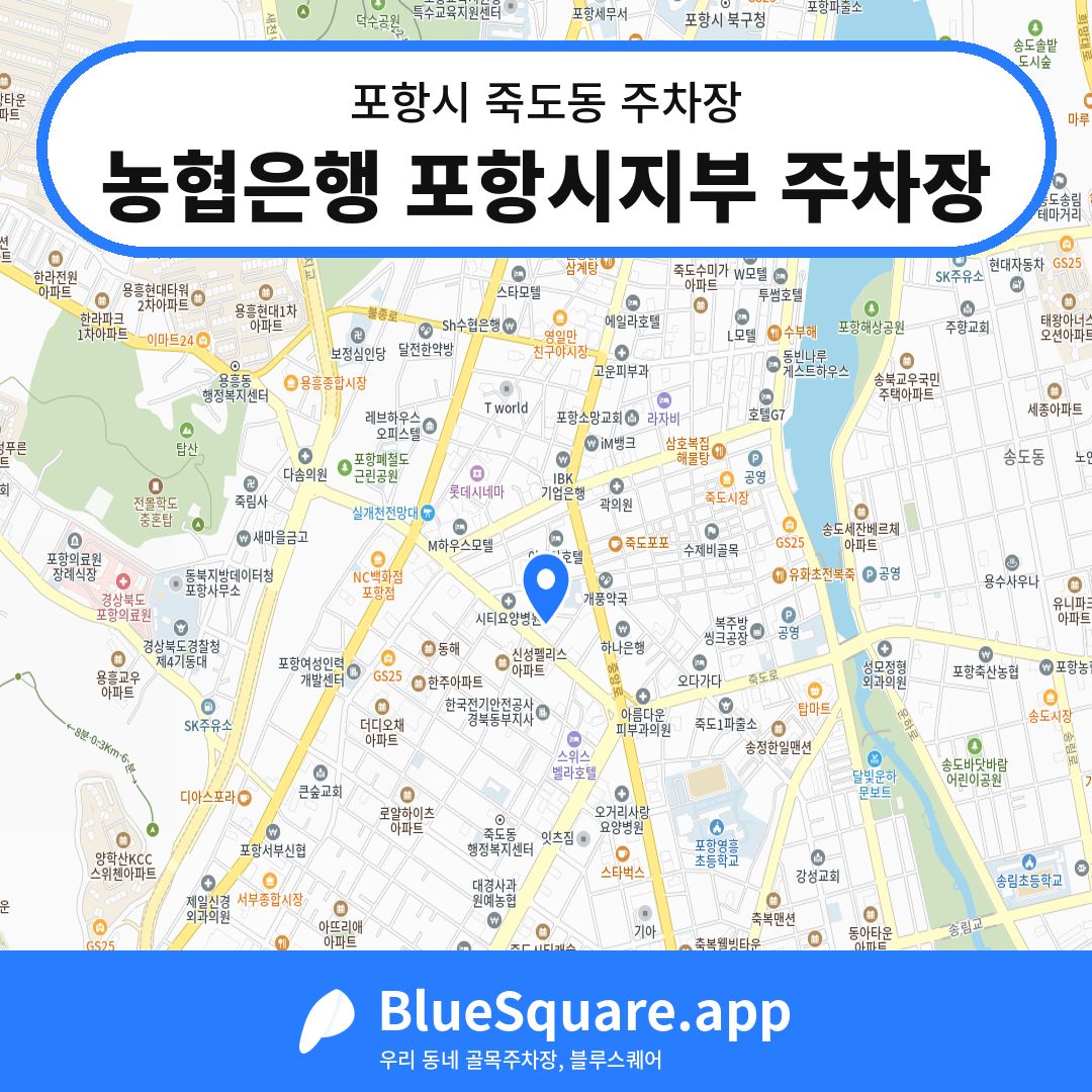 농협은행 포항시지부 주차장 위치 지도 — 경북 포항시 죽도동 | 블루스퀘어 주차