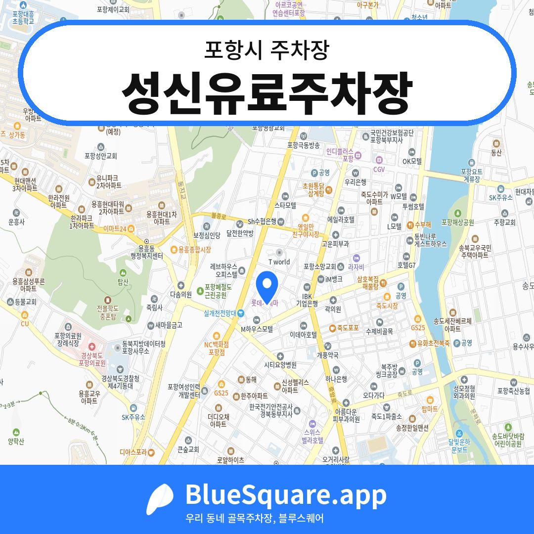 성신유료주차장 위치 지도 — 경북 포항시 | 블루스퀘어 주차