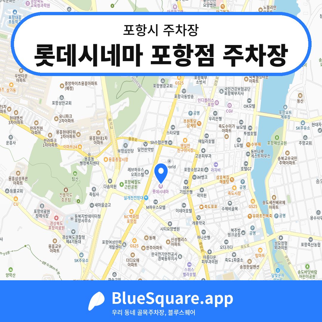 롯데시네마 포항점 주차장 위치 지도 — 경북 포항시 | 블루스퀘어 주차