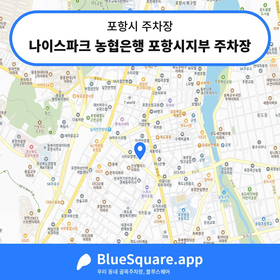 나이스파크 농협은행 포항시지부 주차장 위치 지도 — 경북 포항시 | 블루스퀘어 주차
