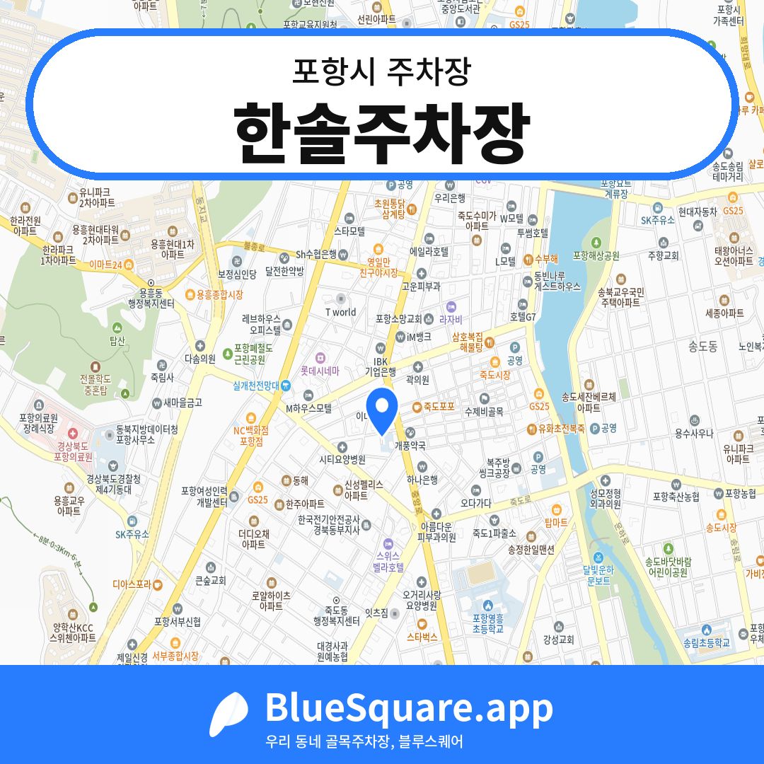 한솔주차장 위치 지도 — 경북 포항시 | 블루스퀘어 주차
