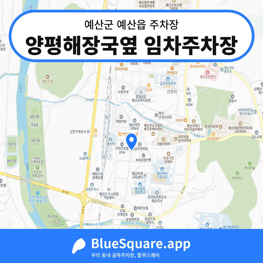 양평해장국옆 임차주차장 위치 지도 — 충남 예산군 예산읍 | 블루스퀘어 주차