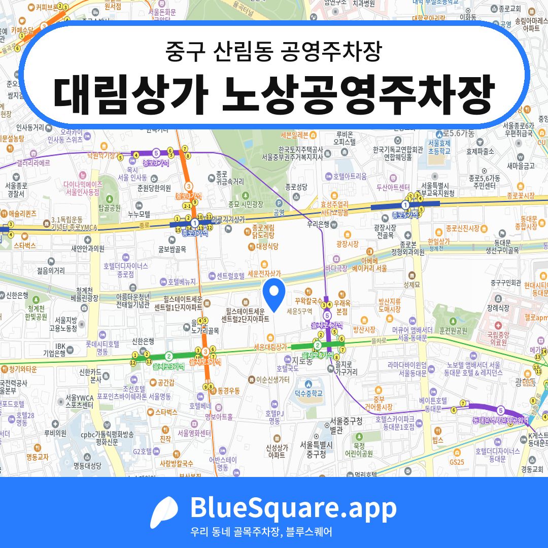 대림상가 노상공영주차장 위치 지도 — 서울 중구 산림동 | 블루스퀘어 주차