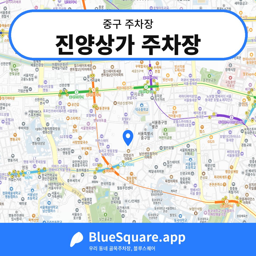 진양상가 주차장 위치 지도 — 서울 중구 | 블루스퀘어 주차