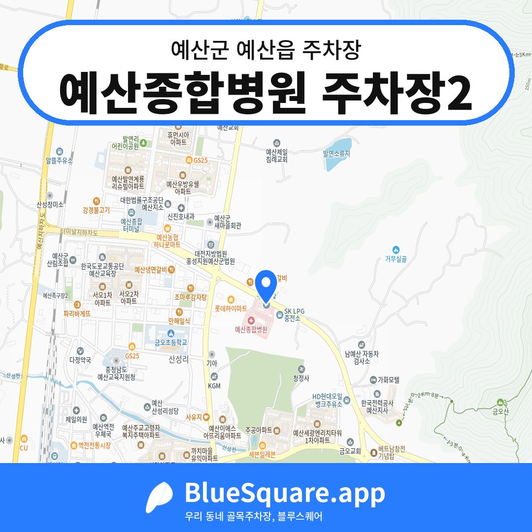 예산종합병원 주차장2 위치 지도 — 충남 예산군 예산읍 | 블루스퀘어 주차