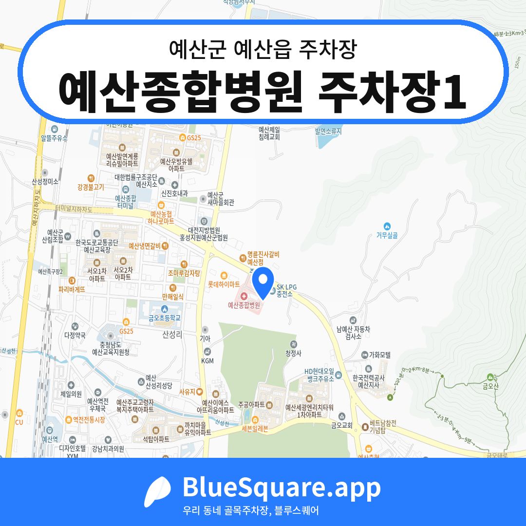 예산종합병원 주차장1 위치 지도 — 충남 예산군 예산읍 | 블루스퀘어 주차