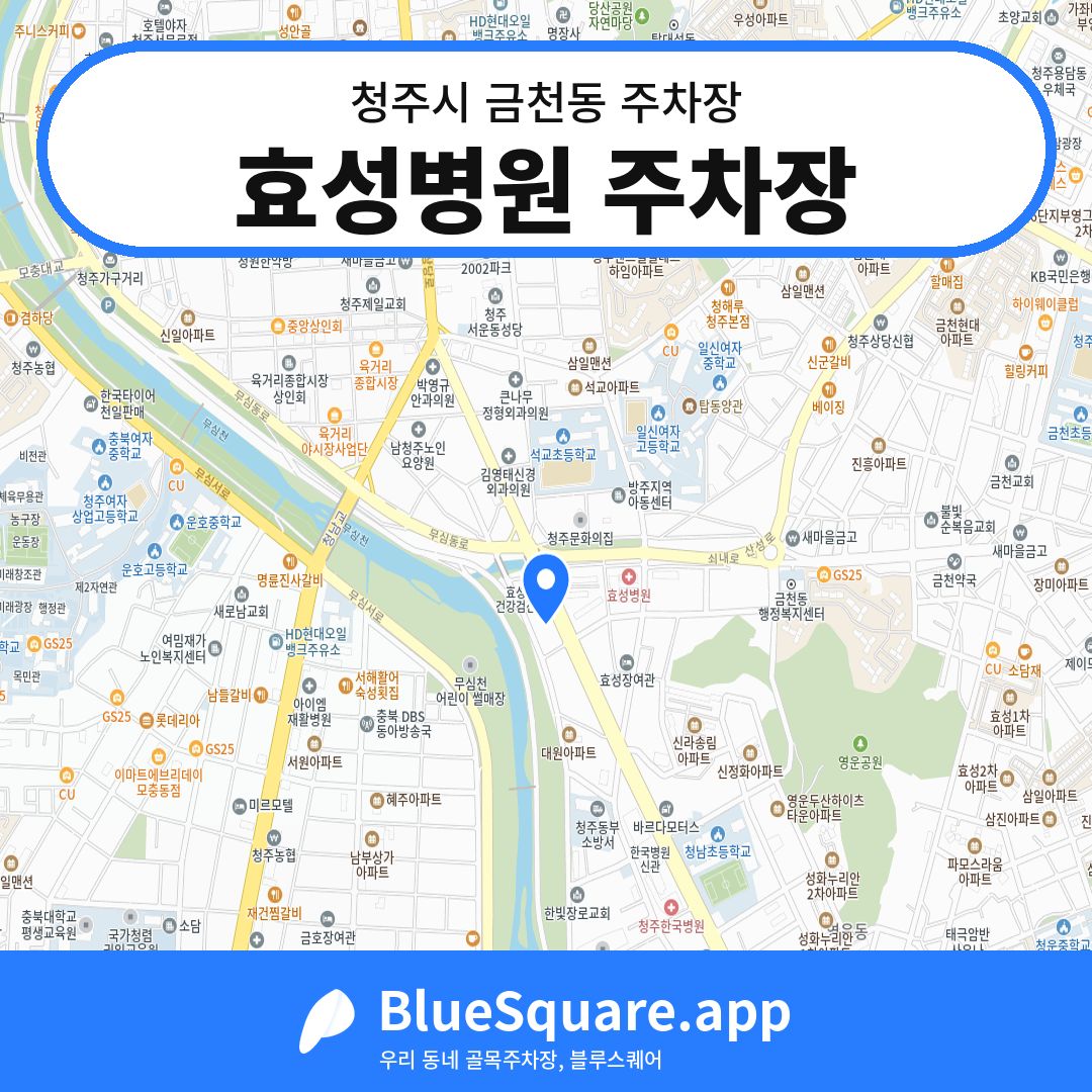 효성병원 주차장 위치 지도 — 충북 청주시 금천동 | 블루스퀘어 주차