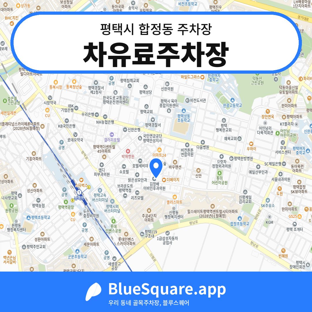 차유료주차장 위치 지도 — 경기 평택시 합정동 | 블루스퀘어 주차